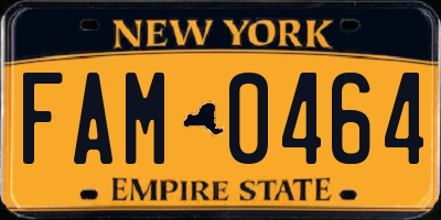 NY license plate FAM0464