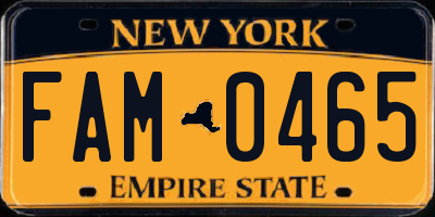 NY license plate FAM0465