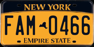 NY license plate FAM0466