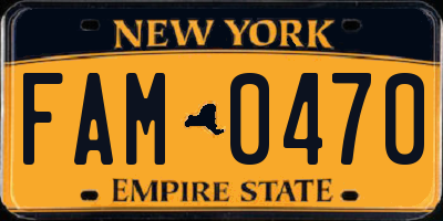 NY license plate FAM0470