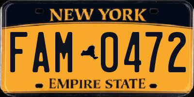 NY license plate FAM0472