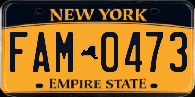 NY license plate FAM0473