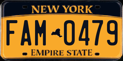 NY license plate FAM0479