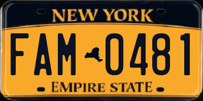 NY license plate FAM0481