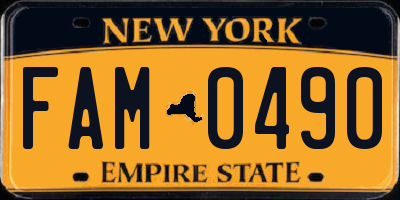 NY license plate FAM0490