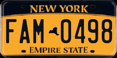 NY license plate FAM0498