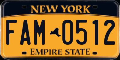 NY license plate FAM0512