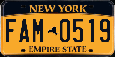 NY license plate FAM0519