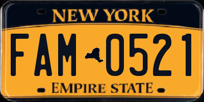 NY license plate FAM0521