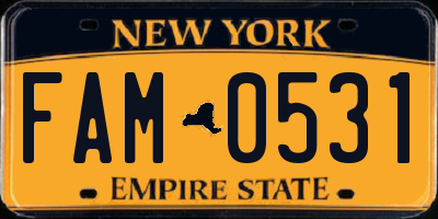 NY license plate FAM0531