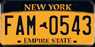 NY license plate FAM0543