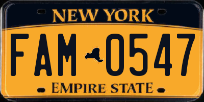 NY license plate FAM0547