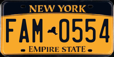 NY license plate FAM0554