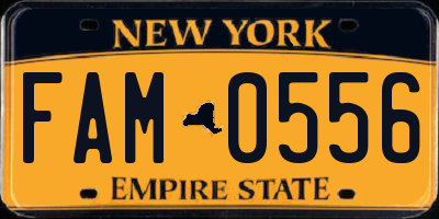 NY license plate FAM0556