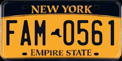 NY license plate FAM0561