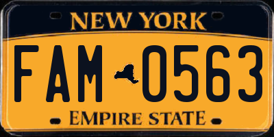 NY license plate FAM0563