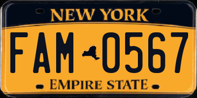 NY license plate FAM0567