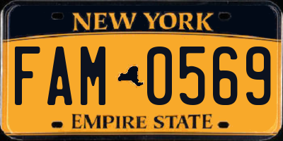 NY license plate FAM0569