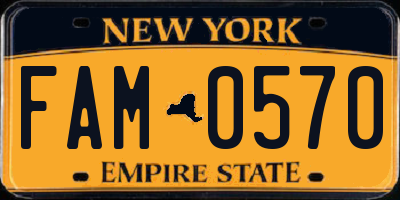 NY license plate FAM0570