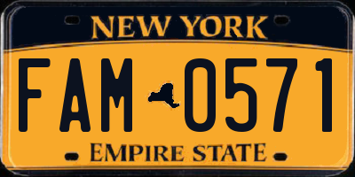 NY license plate FAM0571