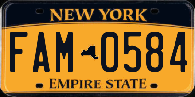 NY license plate FAM0584