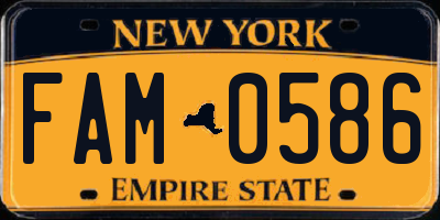 NY license plate FAM0586