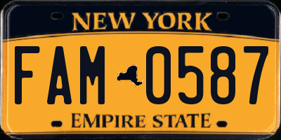 NY license plate FAM0587