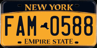 NY license plate FAM0588