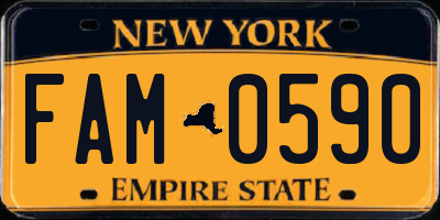 NY license plate FAM0590