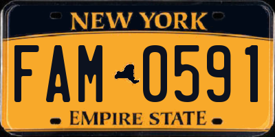 NY license plate FAM0591