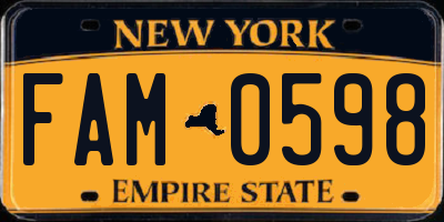 NY license plate FAM0598