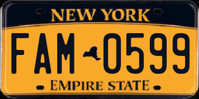 NY license plate FAM0599