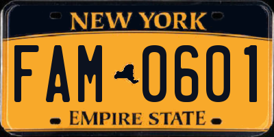 NY license plate FAM0601