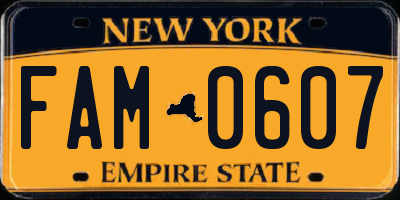 NY license plate FAM0607