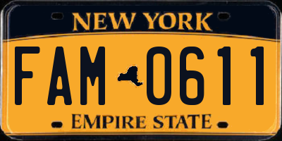NY license plate FAM0611
