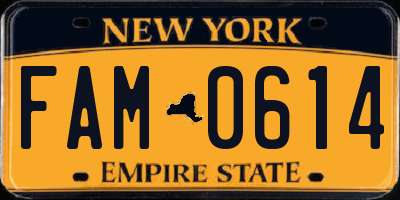 NY license plate FAM0614