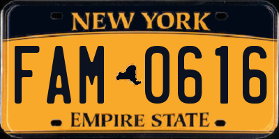 NY license plate FAM0616