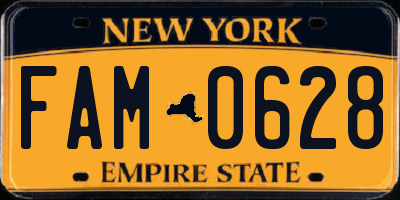 NY license plate FAM0628