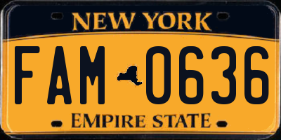 NY license plate FAM0636