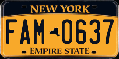 NY license plate FAM0637