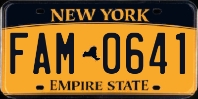 NY license plate FAM0641