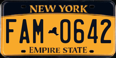 NY license plate FAM0642