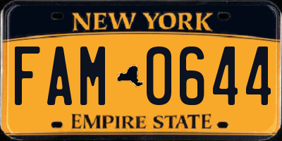 NY license plate FAM0644