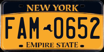 NY license plate FAM0652