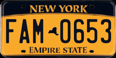 NY license plate FAM0653