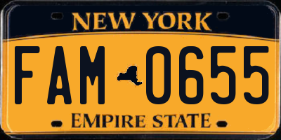 NY license plate FAM0655