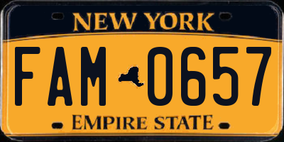 NY license plate FAM0657