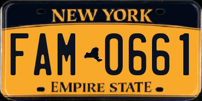 NY license plate FAM0661