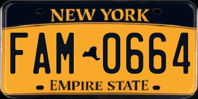 NY license plate FAM0664