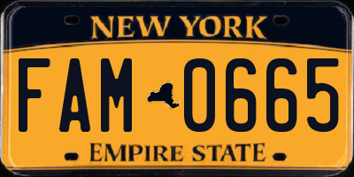 NY license plate FAM0665